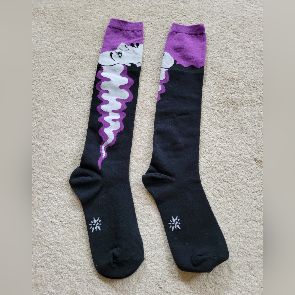 Purple Black Gray Over the Calf Socks New